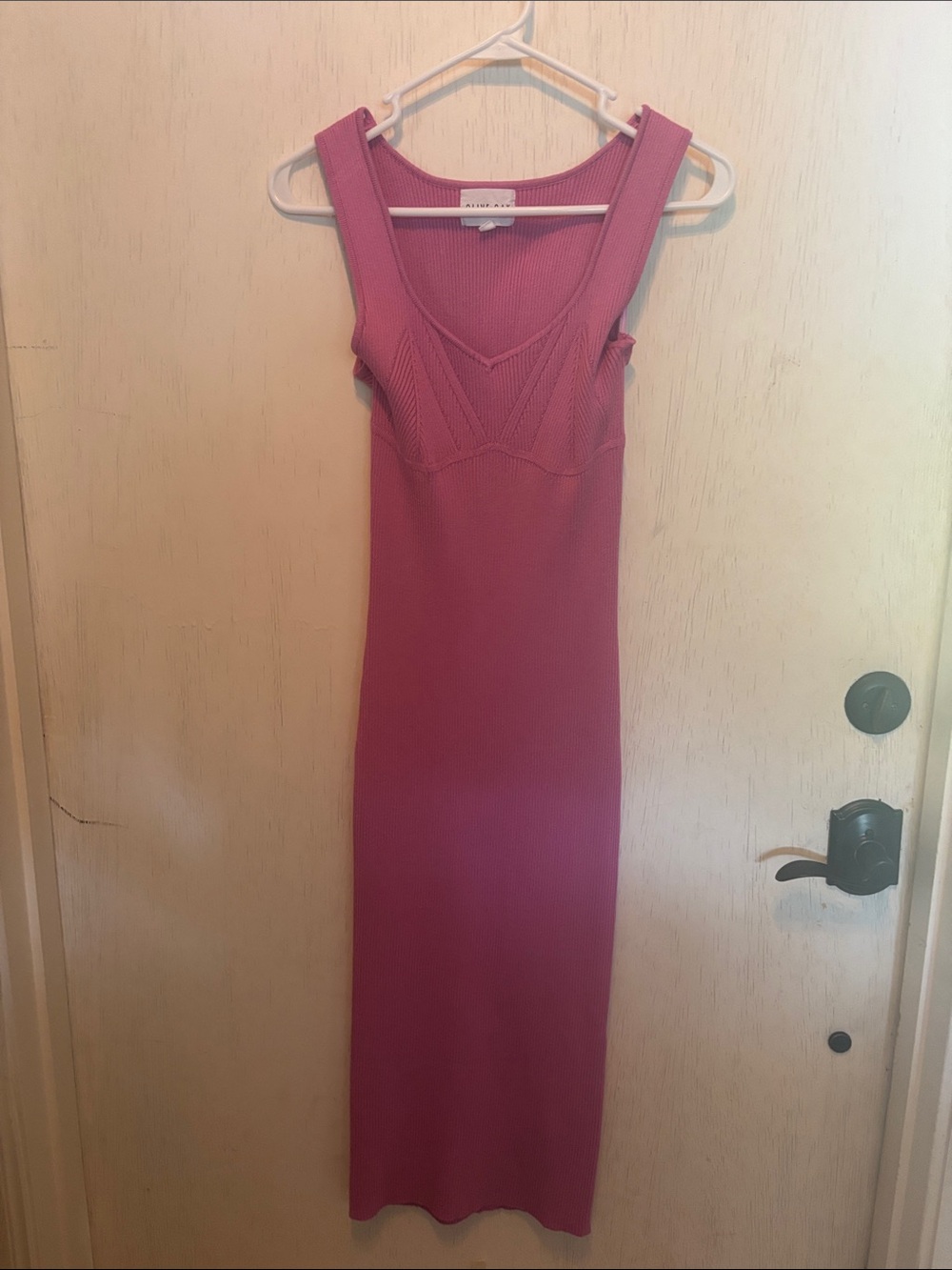 Olive & Oak Sleeveless Ribbed Maxi Dress in Raspberry